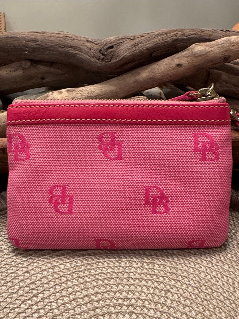 Dooney & Bourke Hot Pink Logo Zip Wristlet - Picture 3 of 10